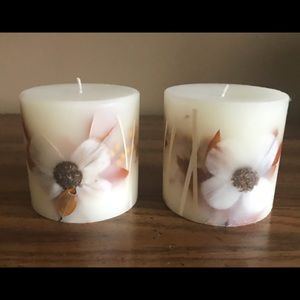 Pier 1 Set of 2 Candles with Floral Design
